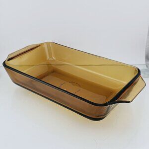 Anchor Hocking Harvest Amber Meat Loaf Pan 1qt rich brown 427 vtg